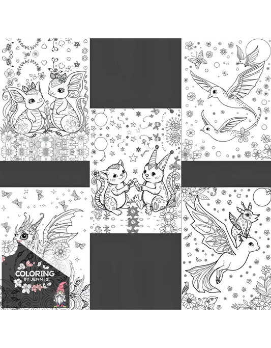 Fantastical Friends & Curious Critters, a coloring book, by: Jenni S. - Coloring by Jenni S.