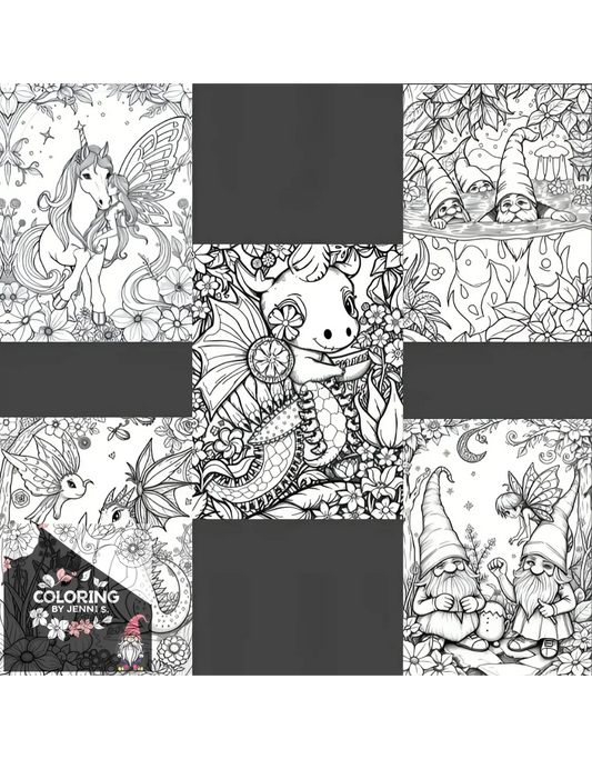 Gnomes, Fairies, Fantastical Creatures, a coloring book, by: Jenni S. - Coloring by Jenni S.