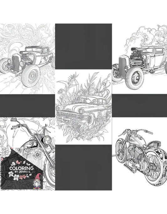 Hot Rods & Hogs, a coloring book, by: Jenni S. - Coloring by Jenni S.