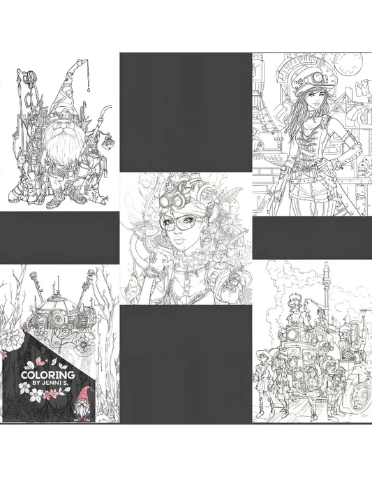 SteamPunk Shenanigans, a coloring book, by: Jenni S. - Coloring by Jenni S.