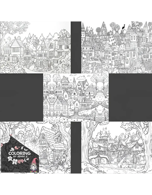 Villages of Whim & Wonder, a coloring book, by: Jenni S. - Coloring by Jenni S.