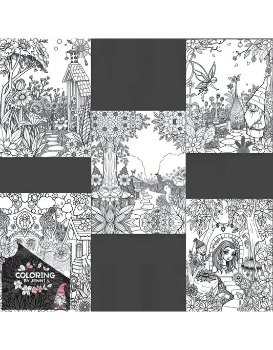 Whimsical Gardens, a coloring book, by: Jenni S. - Coloring by Jenni S.