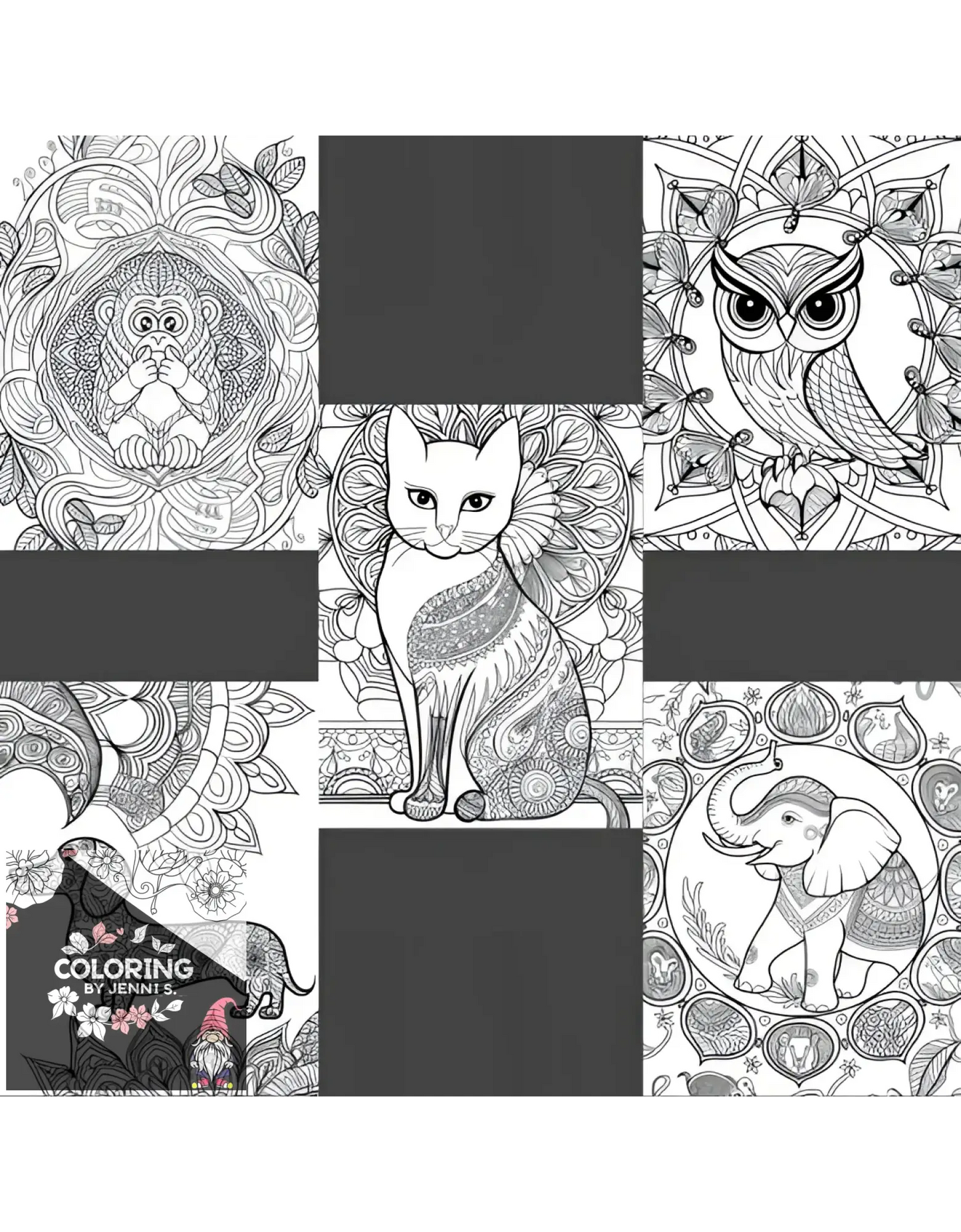 Animal Mandala's, a coloring book, by: Jenni S. - Coloring by Jenni S.