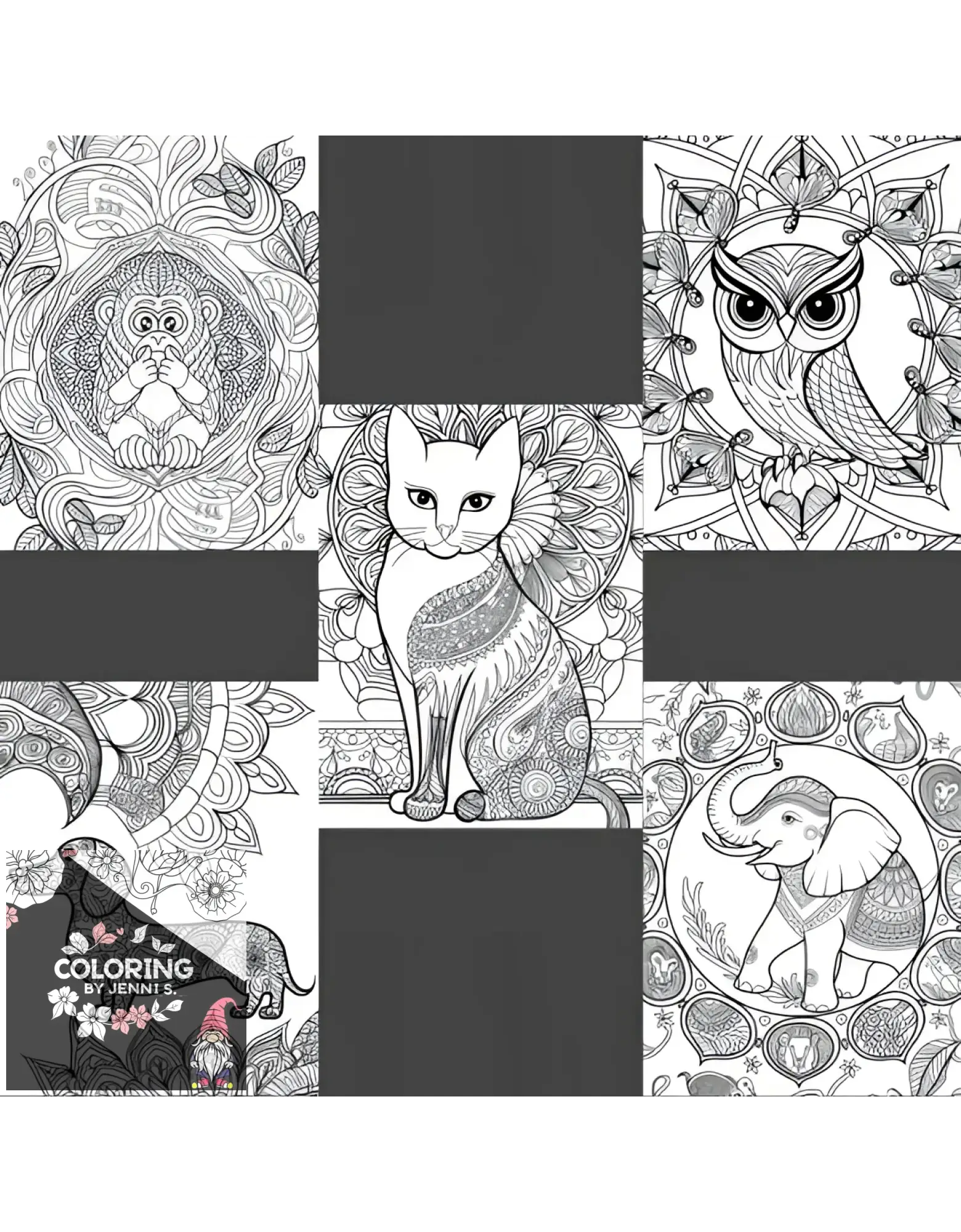 Animal Mandala's, a coloring book, by: Jenni S. - Coloring by Jenni S.