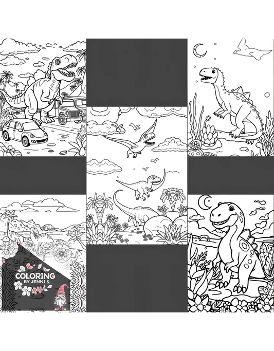 Colorful Dino's, a coloring book, by: Jenni S. - Coloring by Jenni S.