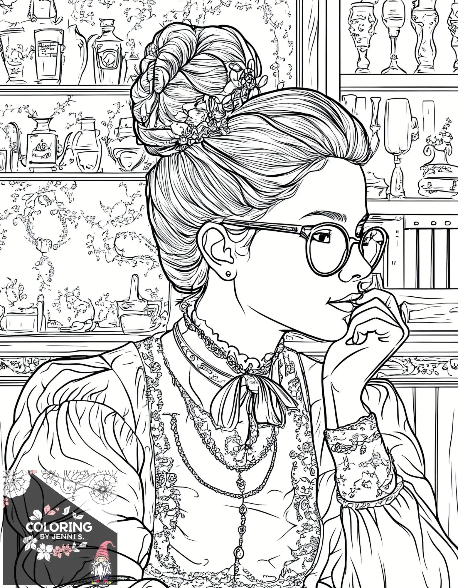 Intricate line art portrait.