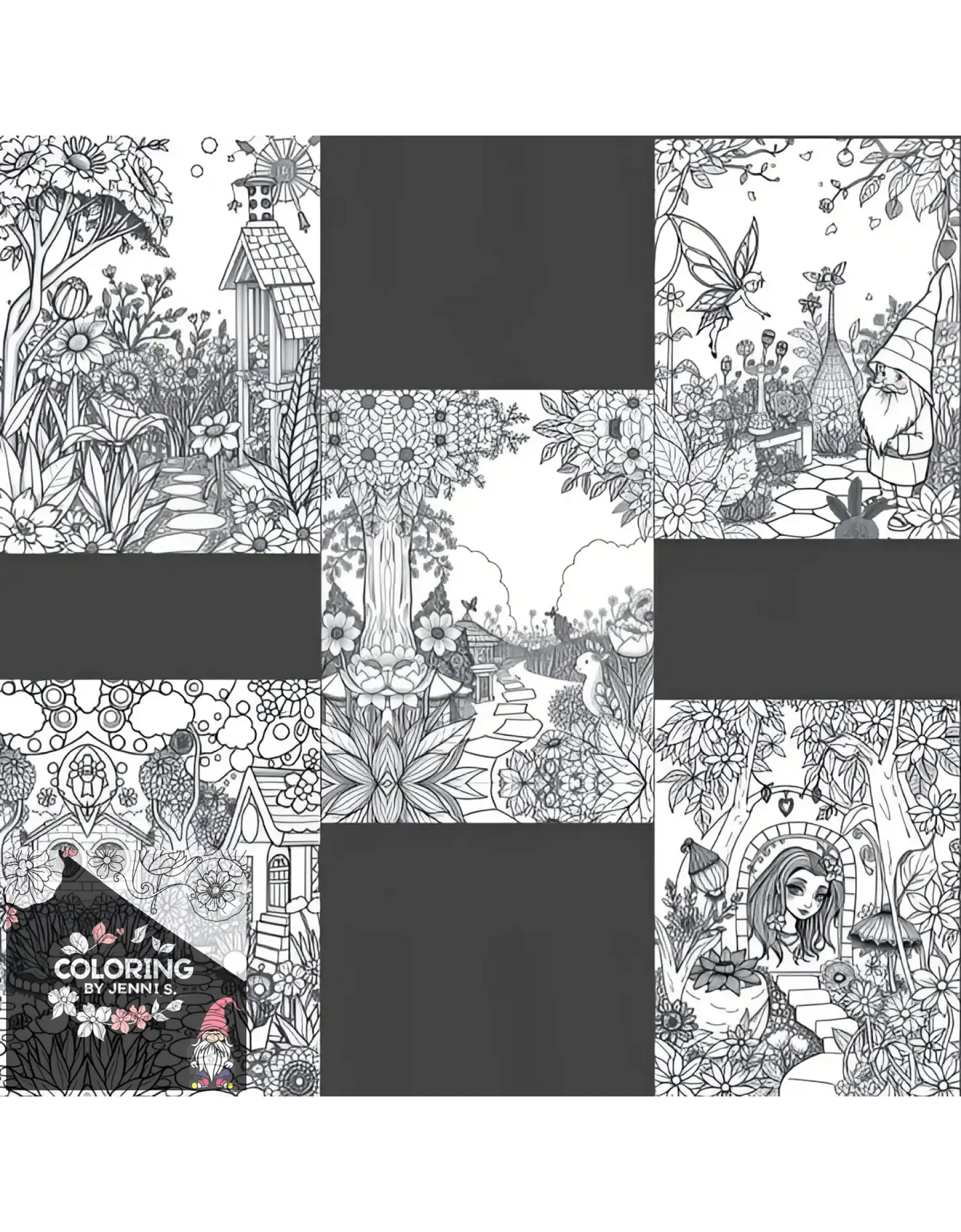 Whimsical Gardens, a coloring book, by: Jenni S. - Coloring by Jenni S.
